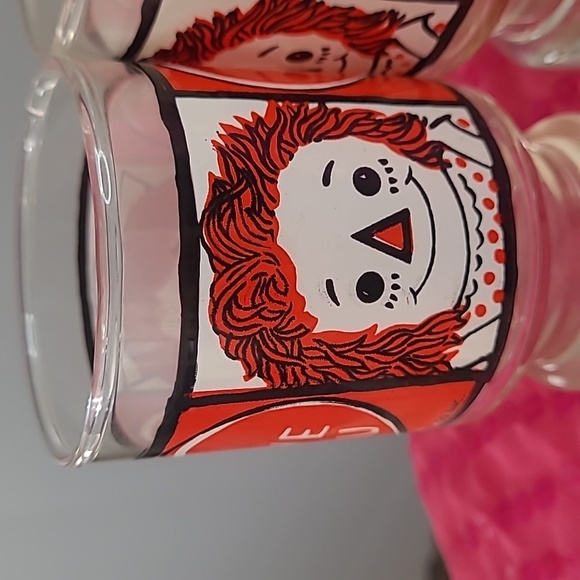 VINTAGE RAGGEDY ANN & ANDY 'I LOVE YOU' SMALL GLASSES 1972  BOBBS-MERRILL CO INC - Picture 2 of 5